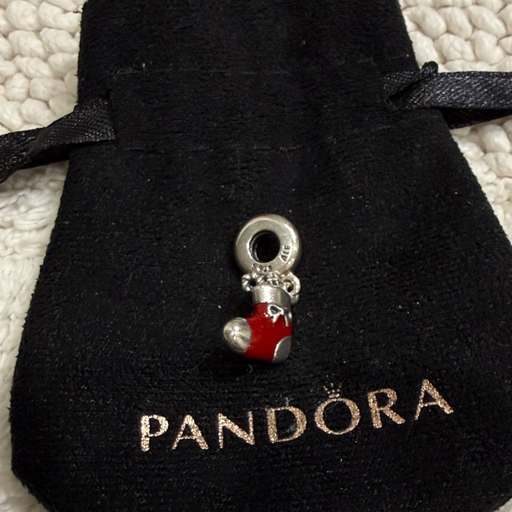 Pandora Festive Red and Silver Stocking Charm